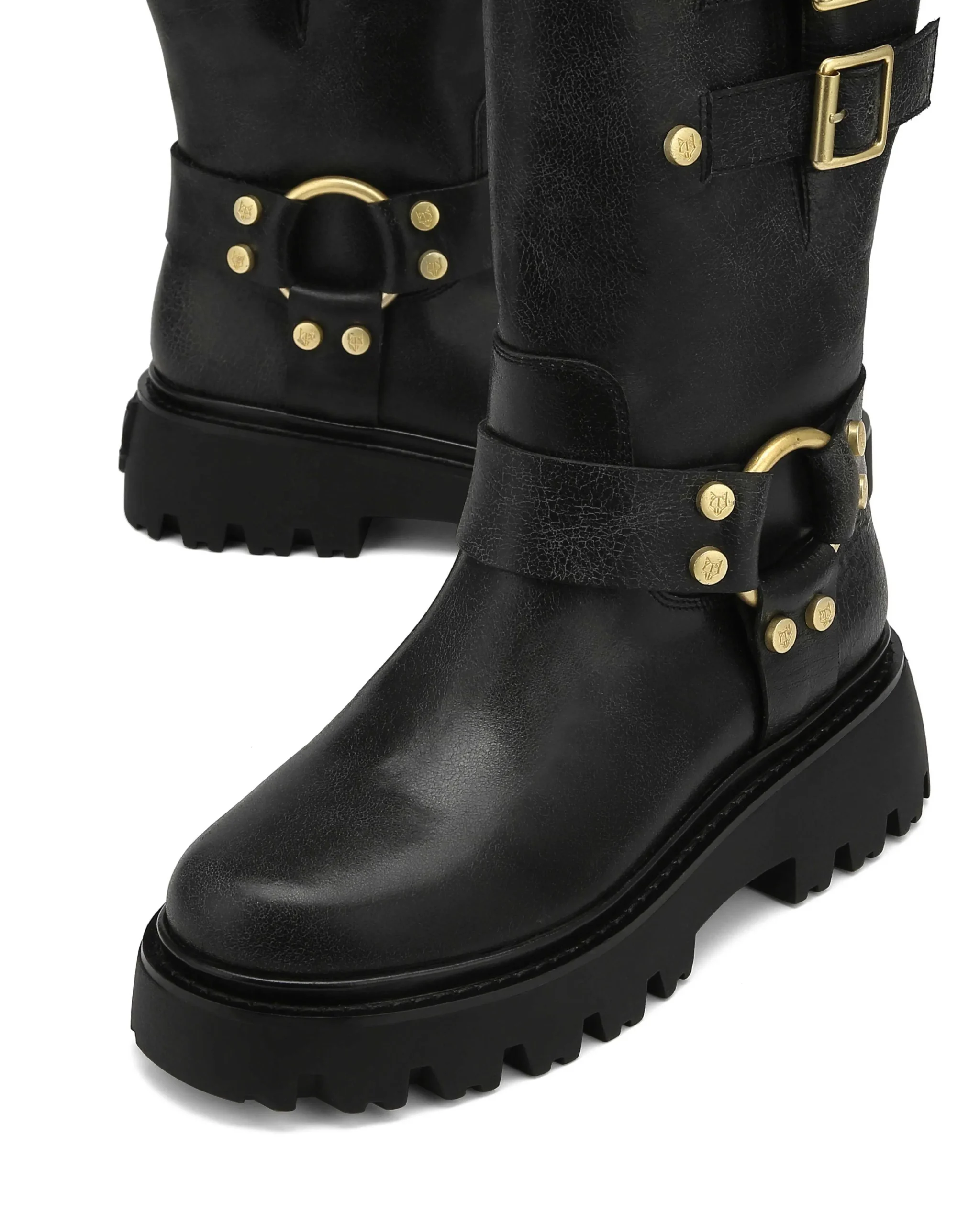 Flake Black Stone Wash Leather<Naked Wolfe Hot