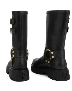 Flake Black Stone Wash Leather<Naked Wolfe Hot