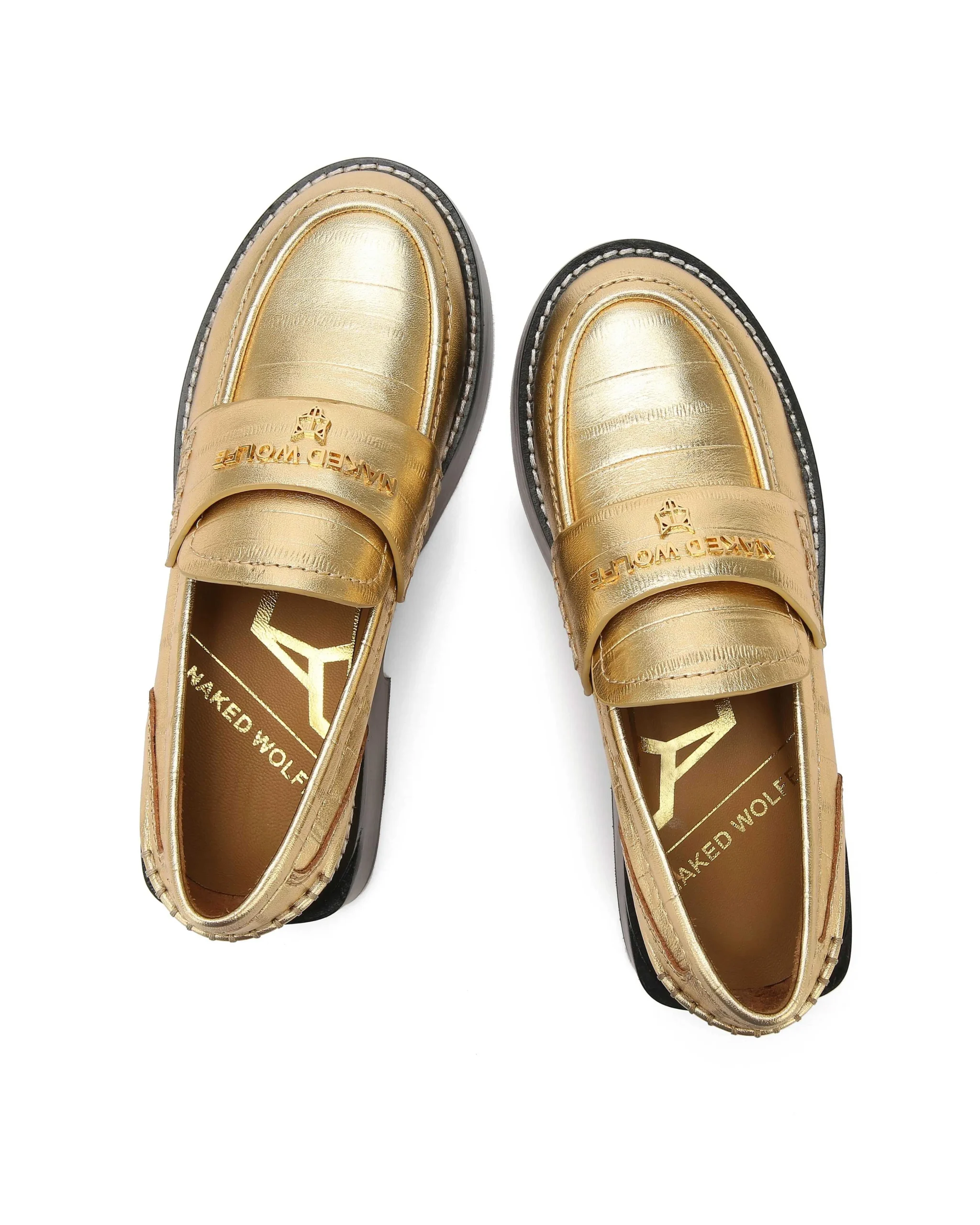 Swan Eel Print Leather Gold<Naked Wolfe Online